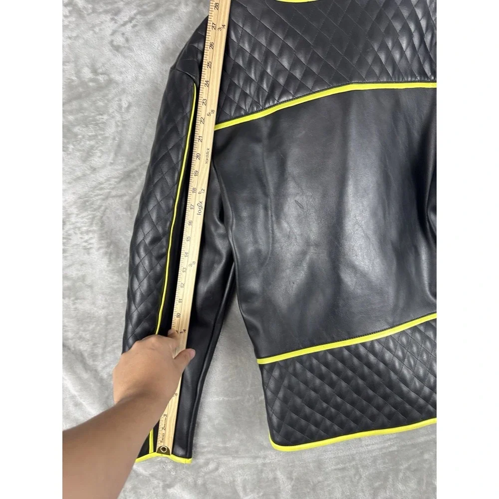 Vintage LIP SERVICE‎ Rock Moto Full Zip Jacket Womens Size Large PVC Cloth USA